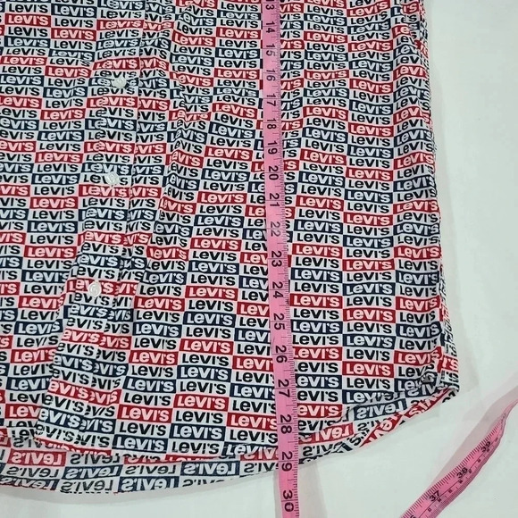 Levi's Large Short Sleeve‎ Sunset One Pocket Sport Classic Shirt All Over Logo - Picture 5 of 8